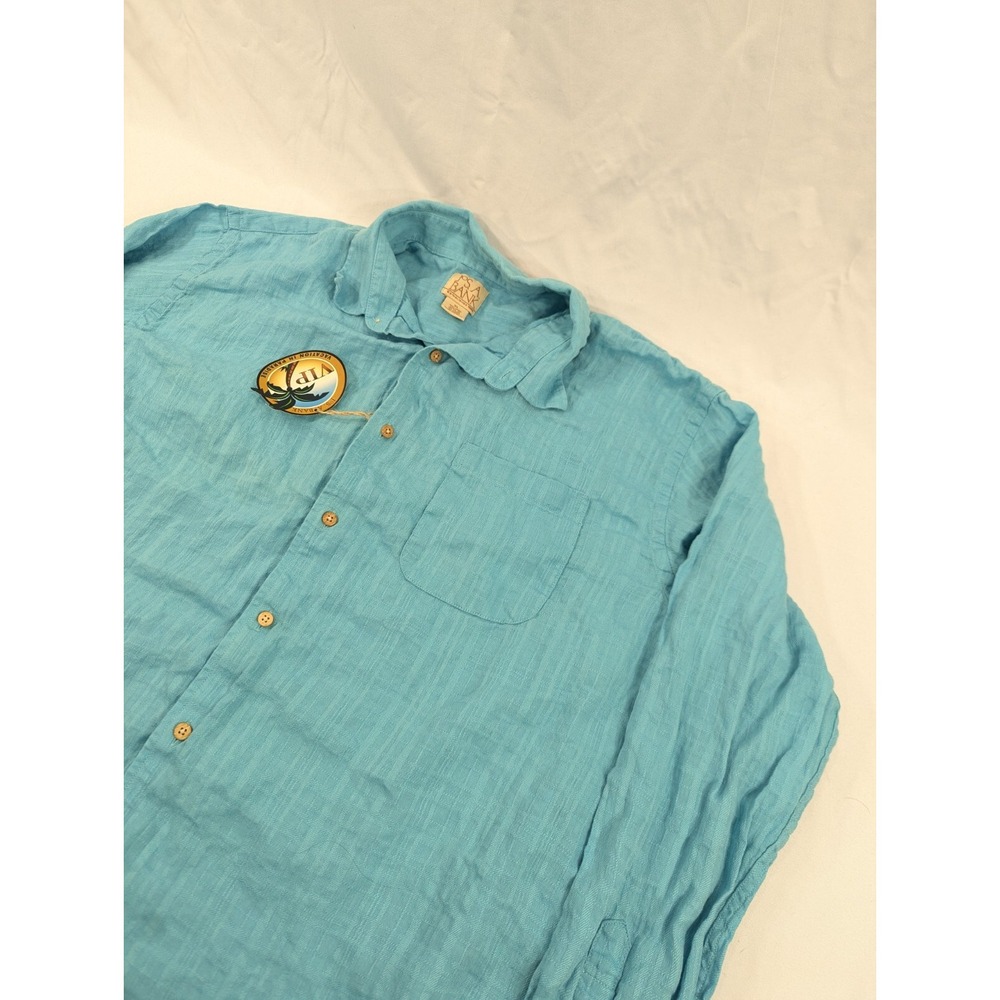 New No Tags Jos A Bank Dress Shirt Mens XL Teal Linen Long Sleeve Vacation